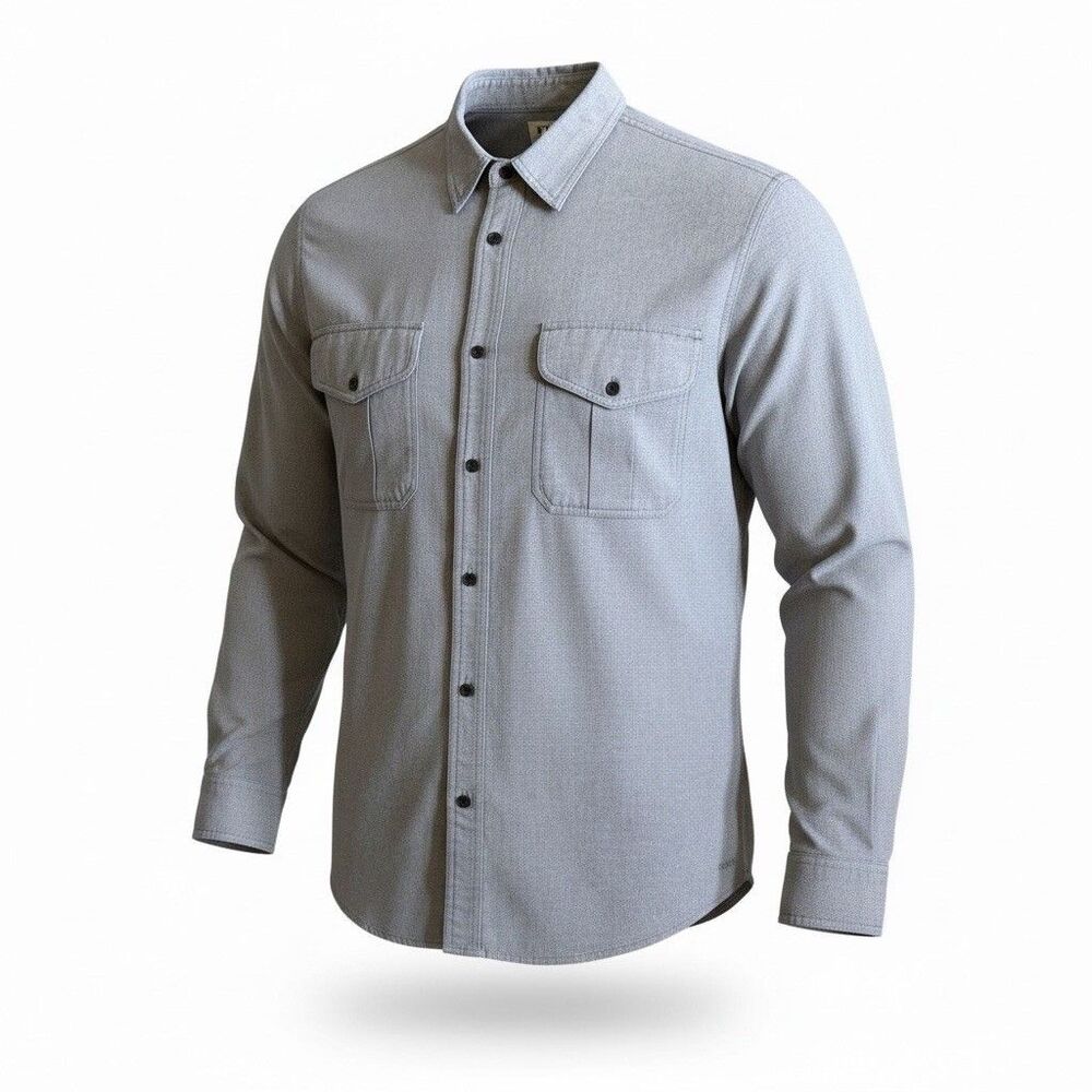 Filson Men's Gray Cotton Button-Up Alaskan Guide LT Shirt Long Sleeve Large